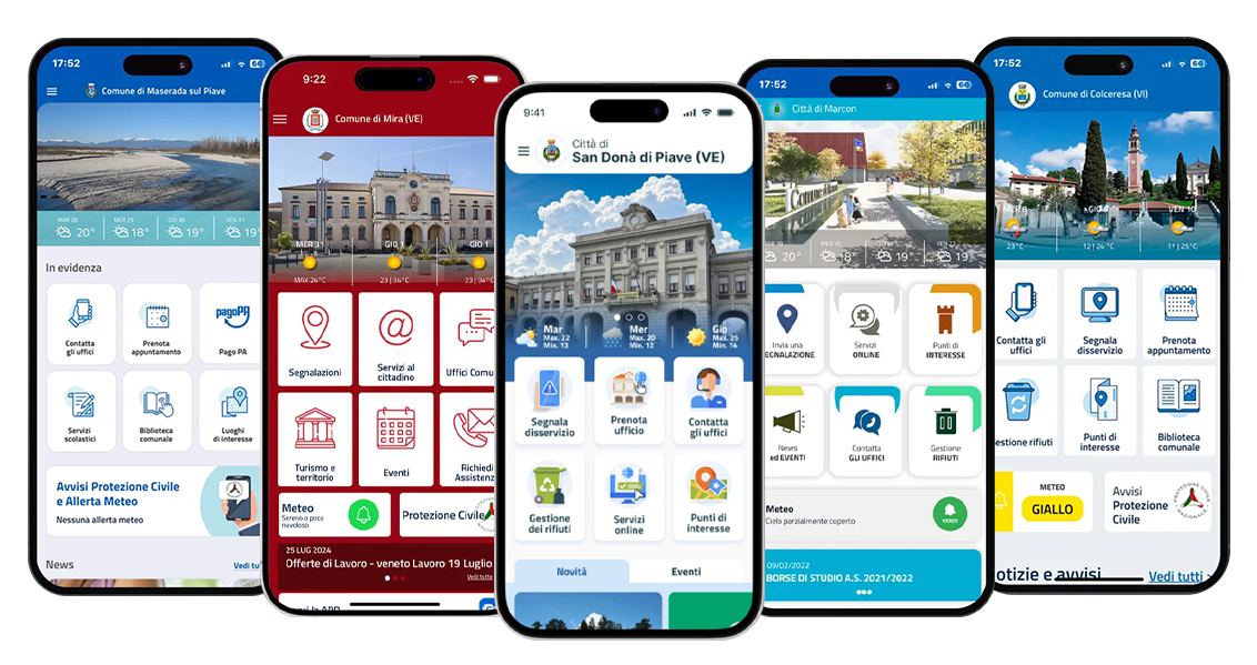 Vari dispositivi con APP del Comune