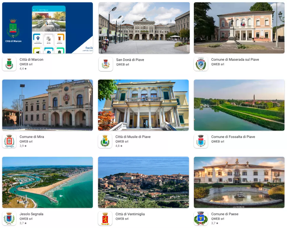 Schermata Play Store con APP del Comune